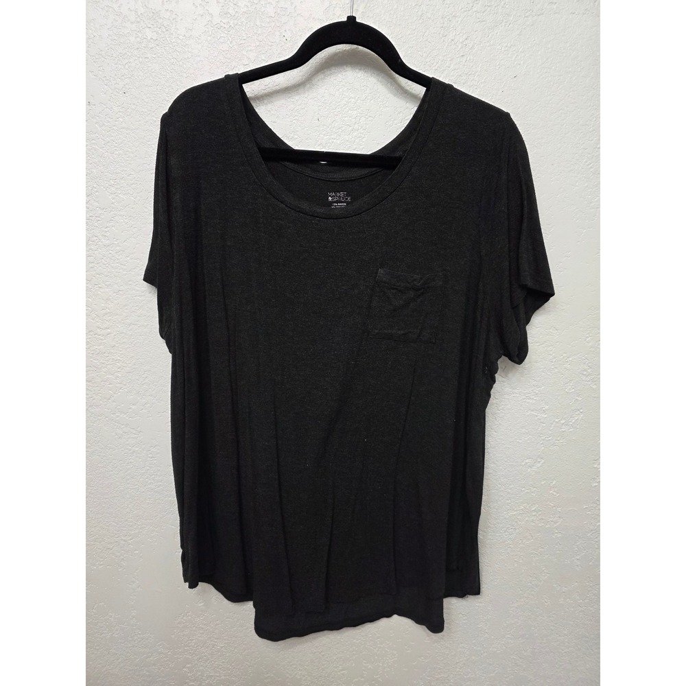 Market & Spruce Ash Grey Hi-Lo Pocket Tee Plus 2X